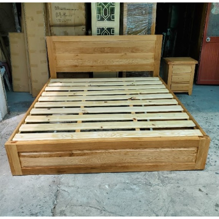 Giường Nhật 2HK - 1m6 : Giường Gỗ Sồi 2 Ngăn Kéo
